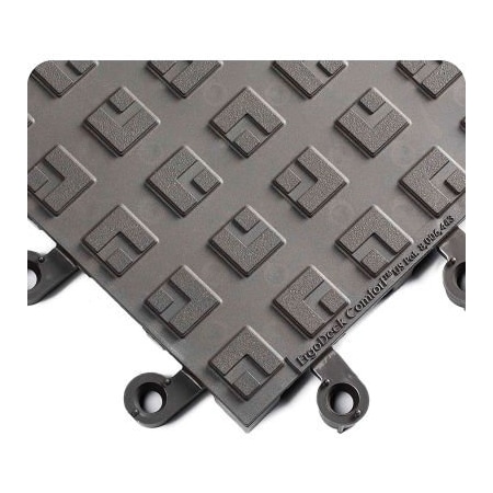 Tennesee Mat Co Wearwell ErgoDeck Comfort Solid 7/8" Thick 1.5' x 1.5' Charcoal/Yellow Border 556.78X18X18CH-CS10